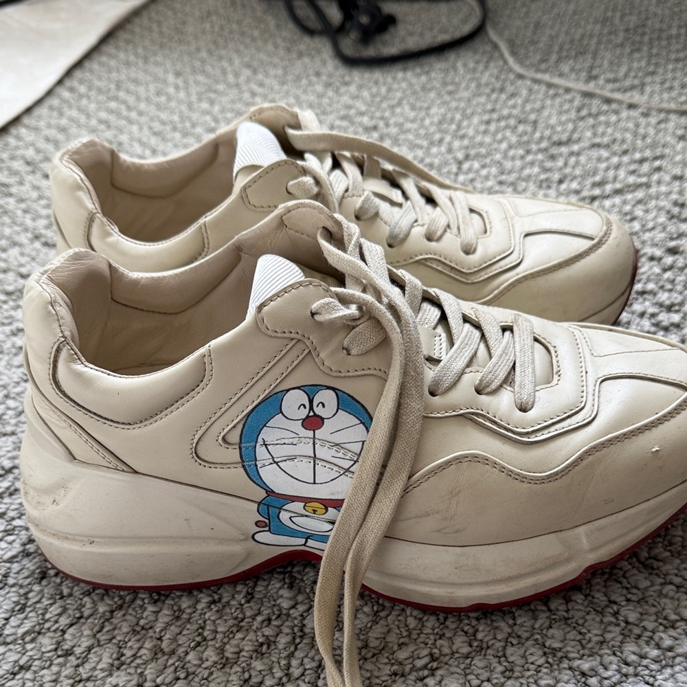Gucci Cream Kids Sneakers with Cartoon Design